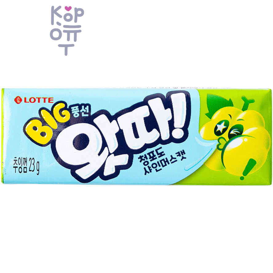 LOTTE WHATTA Big Bubble Gum Green Grape - Жевательная резинка со вкусом Зеленого Винограда, 23гр.