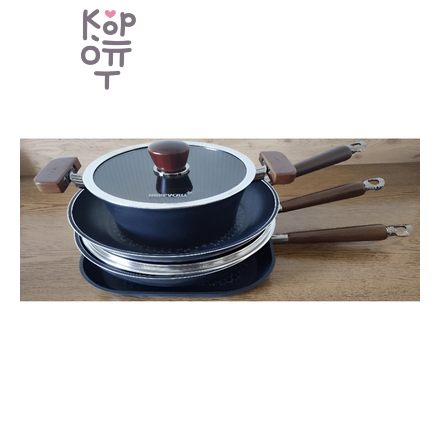 HappyCall Crocodile IH Frying Pan Set - Набор сковородок: сковорода гриль квадратная 28 см, сковорода 28 см, сковорода вок 28 см, стеклянная крышка 28 см, кастрюля 20 см