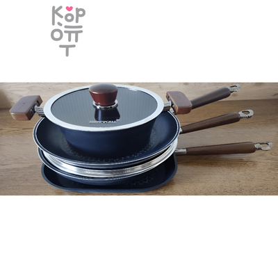 Набор Сковородок HappyCall Crocodile IH Frying Pan Set (Сковорода гриль квадратная 28см / Сковорода 28см / Сковорода Вок 28см / Стеклянная крышка 28см / Кастрюля 20см.)