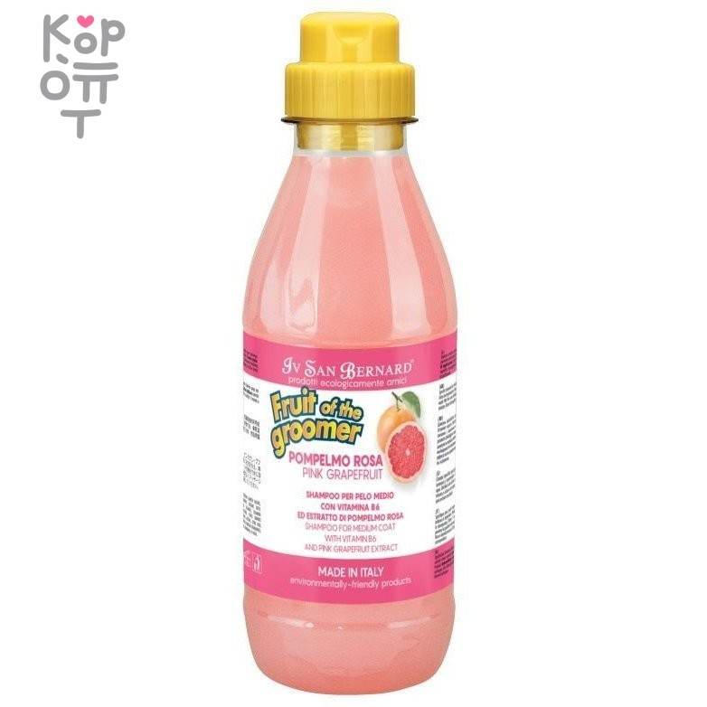 ISB Fruit of the Grommer Pink Grapefruit Шампунь для шерсти средней длины с витаминами 500 мл, купить с доставкой на дом фото 1 — Корейские товары для всей семьи(КорОпт)