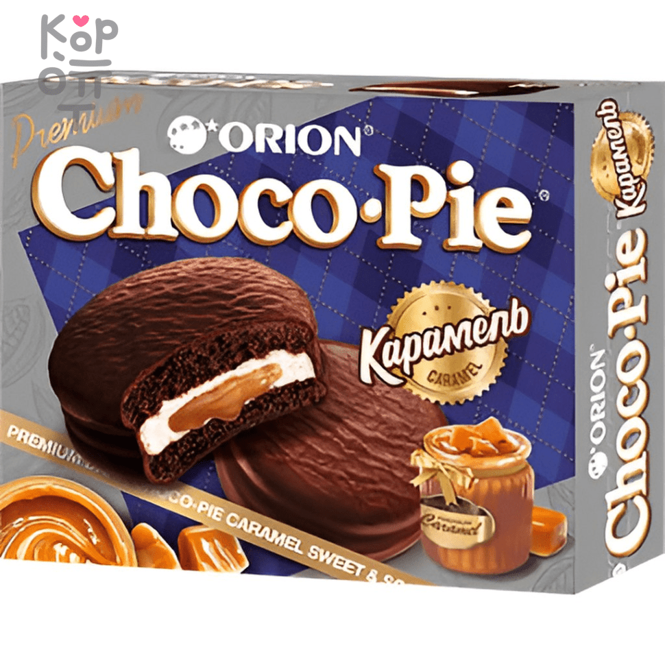 Orion Choco Pie Caramel Чоко пай Орион Карамель 360гр., купить с доставкой на дом фото 1 &mdash; Корейские товары для всей семьи(КорОпт)