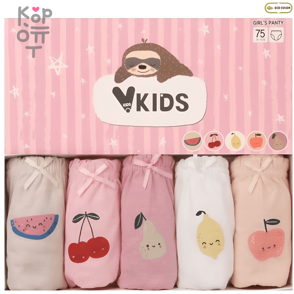 V KIDS Трусики для девочек Fruit, упаковка 5шт., Ю.Корея.  , купить с доставкой на дом фото 1 — Корейские товары для всей семьи(КорОпт) V KIDS Трусики для девочек Fruit, упаковка 5шт., Ю.Корея.  , купить с доставкой на дом фото 1 — Корейские товары для всей семьи(КорОпт)