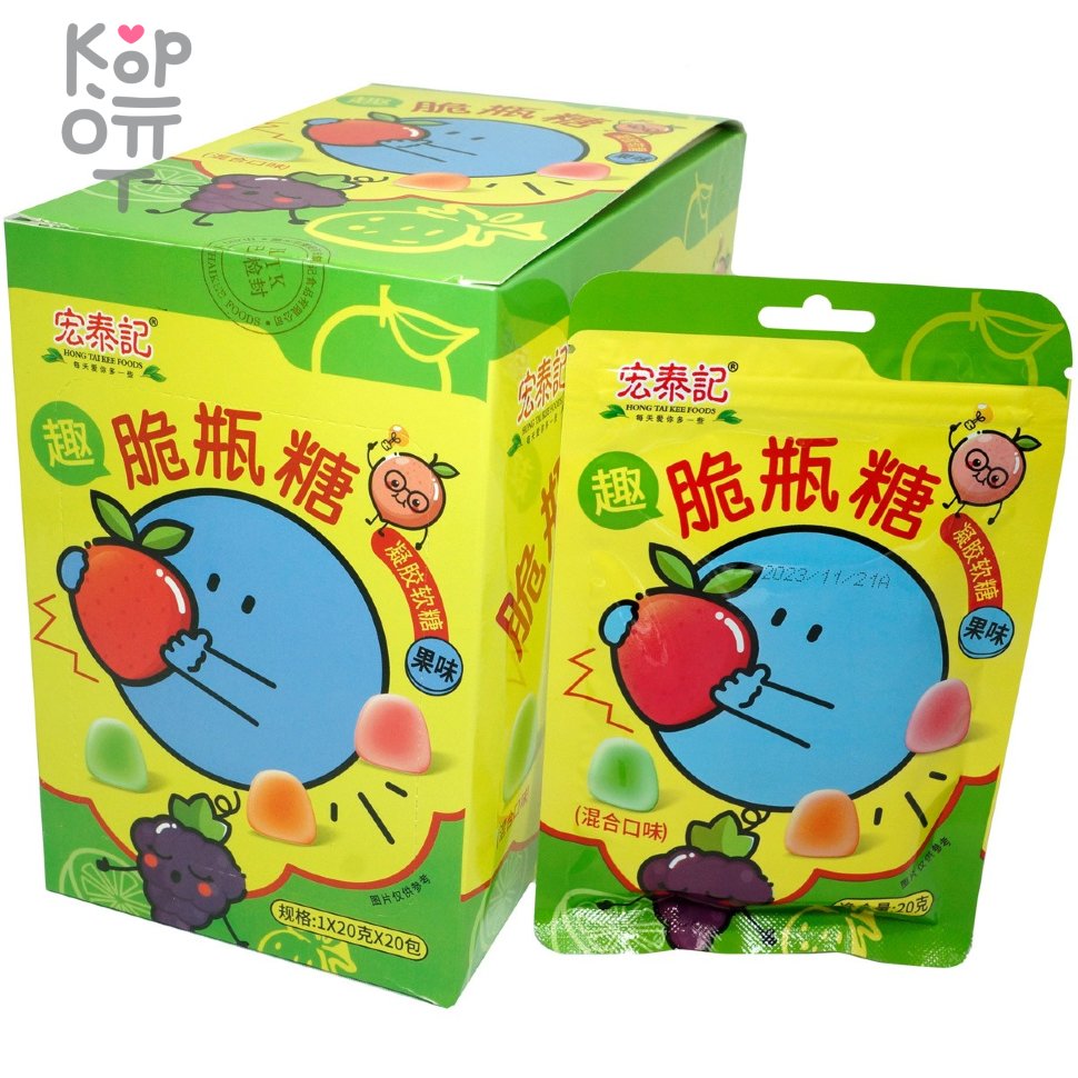Конфеты Hong Tai Kee Foods кислые, со вкусом фруктов, купить с доставкой на дом фото 1 &mdash; Корейские товары для всей семьи(КорОпт)