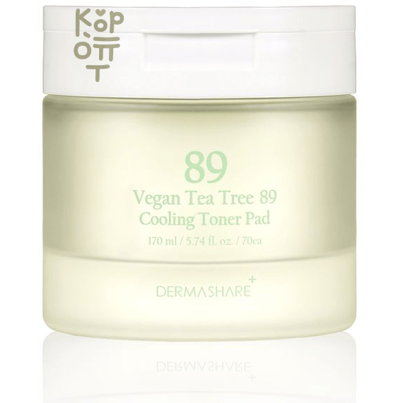 Dermashare Vegan Tea Tree 89 Cooling Toner Pad - Пэды для лица тонизирующие с экстрактом чайного дерева 170 мл 70 шт