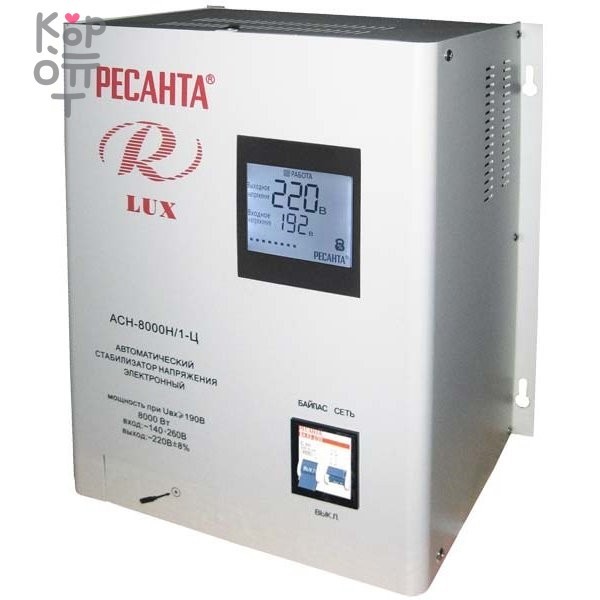 Стабилизатор напряжения Ресанта АСН-8000Н/1-Ц Lux, купить с доставкой на дом фото 1 — Корейские товары для всей семьи(КорОпт)