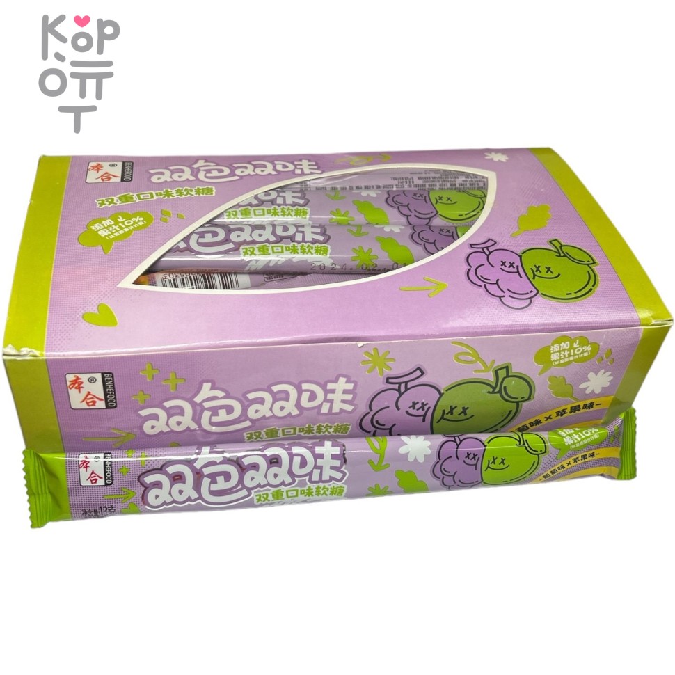 Жевательные конфеты Benhefood Candy Фруктовая любовь со вкусом Винограда и Яблока, купить с доставкой на дом фото 1 &mdash; Корейские товары для всей семьи(КорОпт)