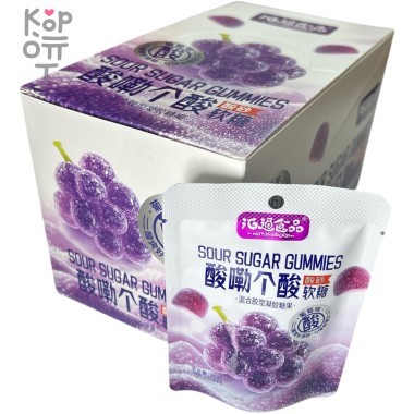 Мармелад Huito Sour Sugar Gummies с натуральным вкусом Винограда и кислым сахаром — Корейские товары для всей семьи(КорОпт)