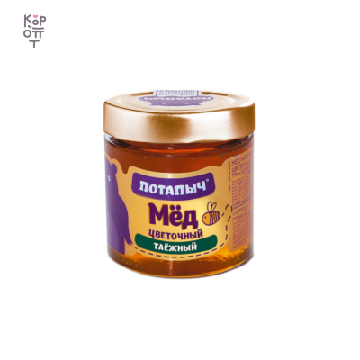 ПОТАПЫЧ — Мёд натуральный ПОТАПЫЧ таежный в стеклянной банке 250 г, 250 г