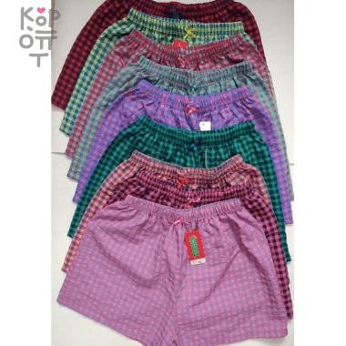 Шорты женские WHITE CHECK 3 короткие(середина линии бедер), хлопок, 44-48, Ю.Корея  — Корейские товары для всей семьи(КорОпт)