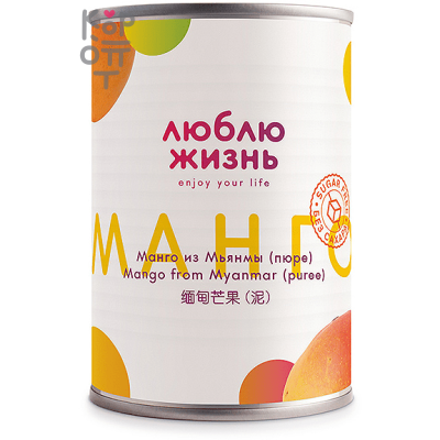 Пюре манговое натуральное без сахара, Люблю жизнь, 430 г