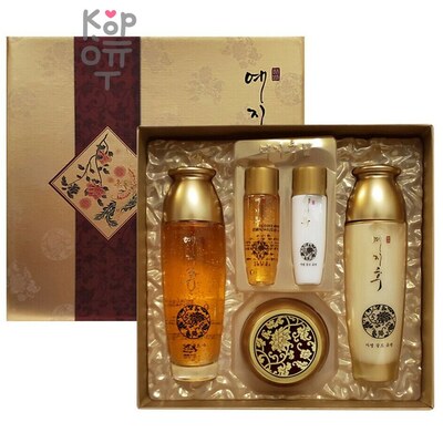 Bergamo Yezihu Gold Skin Care Set 3pc Set - Набор средств с золотом и экстрактом красного женьшеня 150 мл+150 мл+50 г+30 мл+30 мл