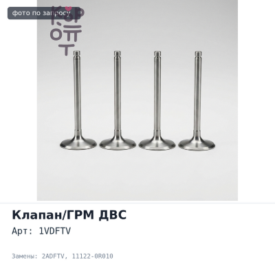 Направляющая клапана 1VDFTV / 2ADFTV впускной / выпускной 11122-0R010 для TOYOTA