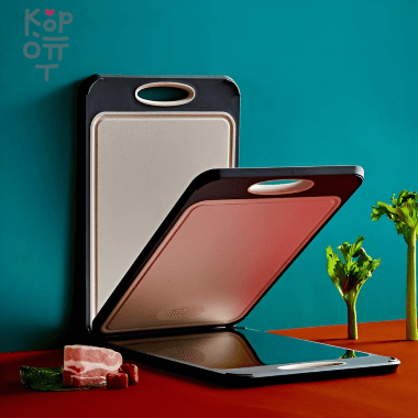 Двухсторонняя кухонная разделочная доска HappyCall Cleanness (нержавеющая сталь/пластик) — Корейские товары для всей семьи(КорОпт)