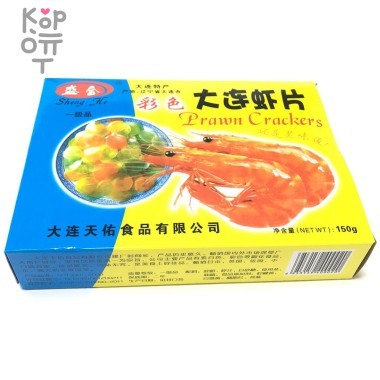 Даляньские цветные чипсы Prawn Crackers с Бохайскими креветками, нежареные с оригинальным вкусом Sheng He, 150гр. — Корейские товары для всей семьи(КорОпт)