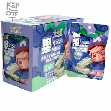 Жевательная конфета Fubaijia Fruit Shake Milk Candy - Молочная нуга с Голубикой — Корейские товары для всей семьи(КорОпт)