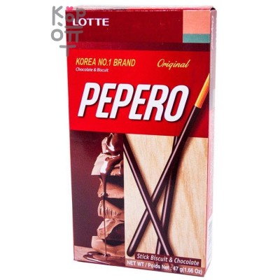 Lotte Pepero Original Stick Biscuit &amp;Chocolate - Соломка в шоколадной глазури 47г