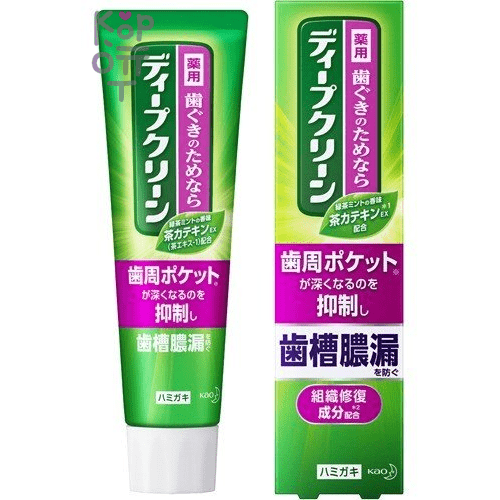 KAO Deep Clean medicated toothpaste - Лечебная зубная паста с освежающим вкусом зеленого чая с мятой, 100гр.