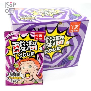 Кислая и освежающая карамель Ya You Sour Candy - со вкусом Винограда — Корейские товары для всей семьи(КорОпт)