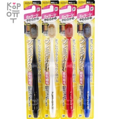 Ebisu Широкая 6-ти рядная зубная щетка с увеличенной головкой овальной формы со сверхтонкими концами щетинок №31 (мягкая) — Корейские товары для всей семьи(КорОпт)