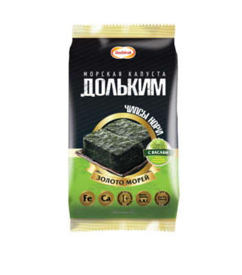 Doshirak — DolKim Seaweed Snack Wasabi — Морская капуста ДольКим с васаби — 5 г — коробка 60 шт.