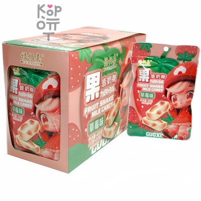Жевательная конфета Fubaijia Fruit Shake Milk Candy - Молочная нуга с Клубникой
