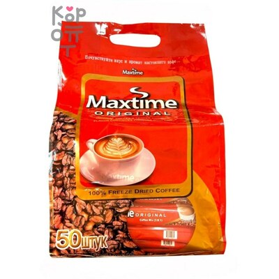 Maxtime Original Mix Кофе растворимый 3в1, кофе + сахар + заменитель сухого молока