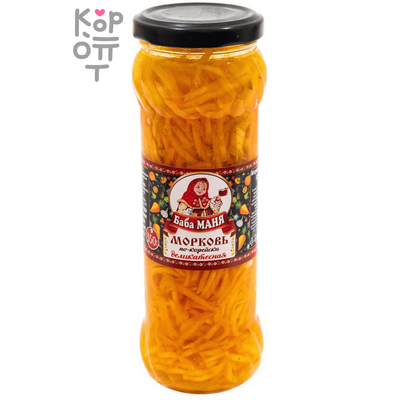 Баба Маня - Морковь по-корейски деликатесная 350 г, Коробка 12 шт.