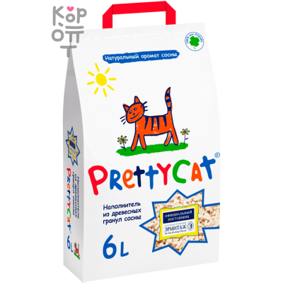 PrettyCat Наполнитель древесный для кошачьих туалетов "Wood Granules" 2кг. (6л.)