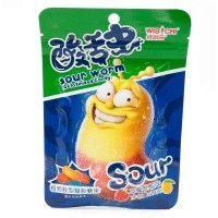 Кислая жевательная конфета Wisichi Sour Worms Gelatinized Candy - Кислые черви со вкусом Лимона и Клубники