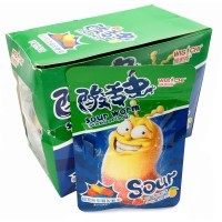Кислая жевательная конфета Wisichi Sour Worms Gelatinized Candy - Кислые черви со вкусом Лимона и Клубники