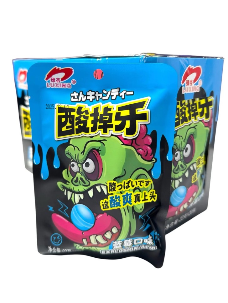 Кислая карамель LuXing Explosive Acid Sour Candy - Взрывоопасно кислый Монстр со вкусом Голубики фото 1 &mdash; Корейские товары для всей семьи(КорОпт)
