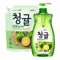 CJ LION Chamgreen Fresh Green Tangerine - Средство для посуды, фруктов, овощей - Зелёный мандарин с Чеджу, 1 кг