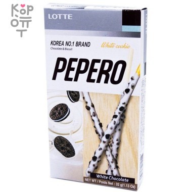 Lotte Pepero White Chocolate - Соломка в молочном шоколаде с крошками печенья 32гр. &mdash; Корейские товары для всей семьи(КорОпт)