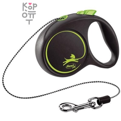 flexi рулетка Black Design XS (до 8 кг) 3 м трос черный/зеленый