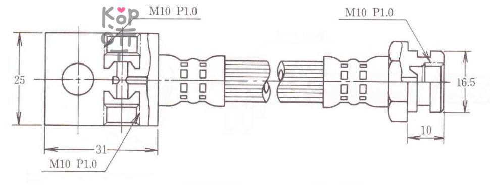 Шланг тормозной BH-49032 / SH50727 / BH22028R 46211-3T000 / 46204-41S10 / 46210-41S10 F23 задний L-366 мм SB Nagamochi