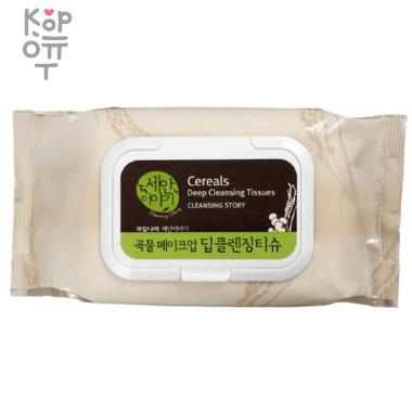 Welcos Deep Cleansing Tissues - Очищающие салфетки для лица с экстрактом Хлопьев 100шт. &mdash; Корейские товары для всей семьи(КорОпт)