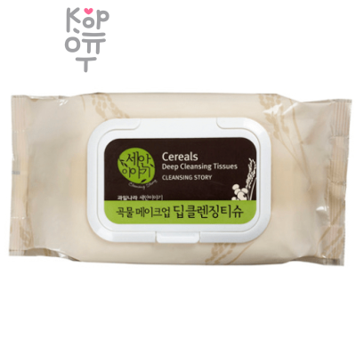 Welcos Deep Cleansing Tissues - Очищающие салфетки для лица с экстрактом Хлопьев 100шт.