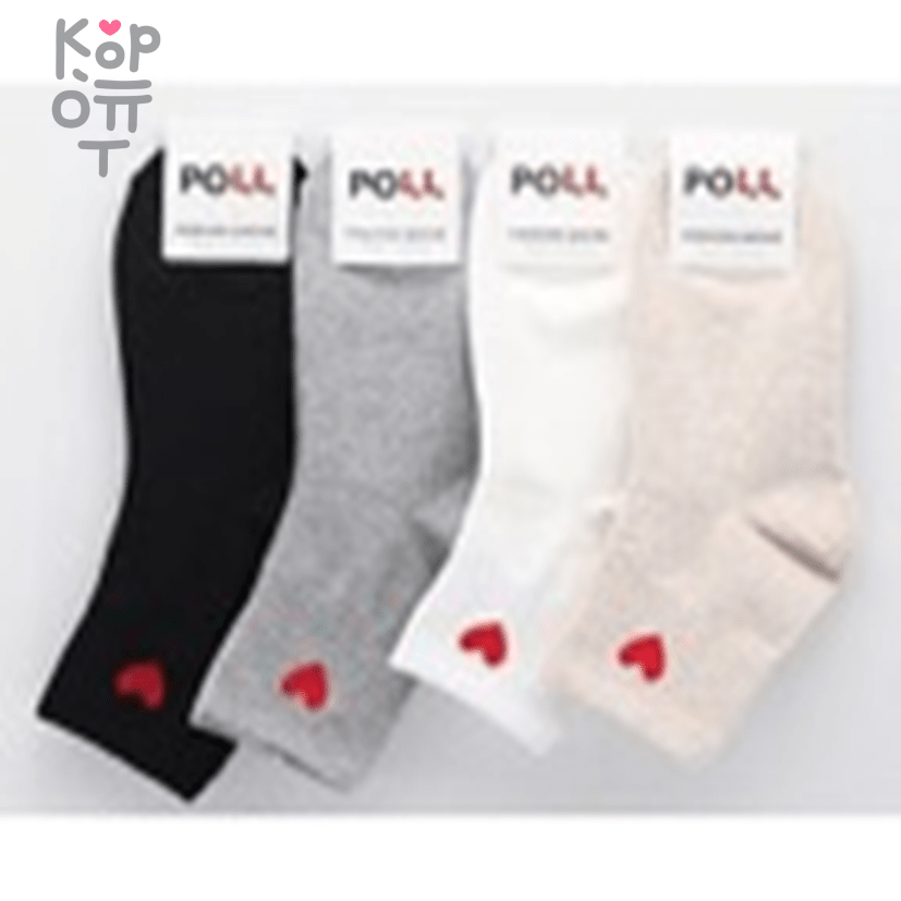 Носки женские с сердцем Poll, Корея, Размер 36-38, купить с доставкой на дом фото 1 — Корейские товары для всей семьи(КорОпт)