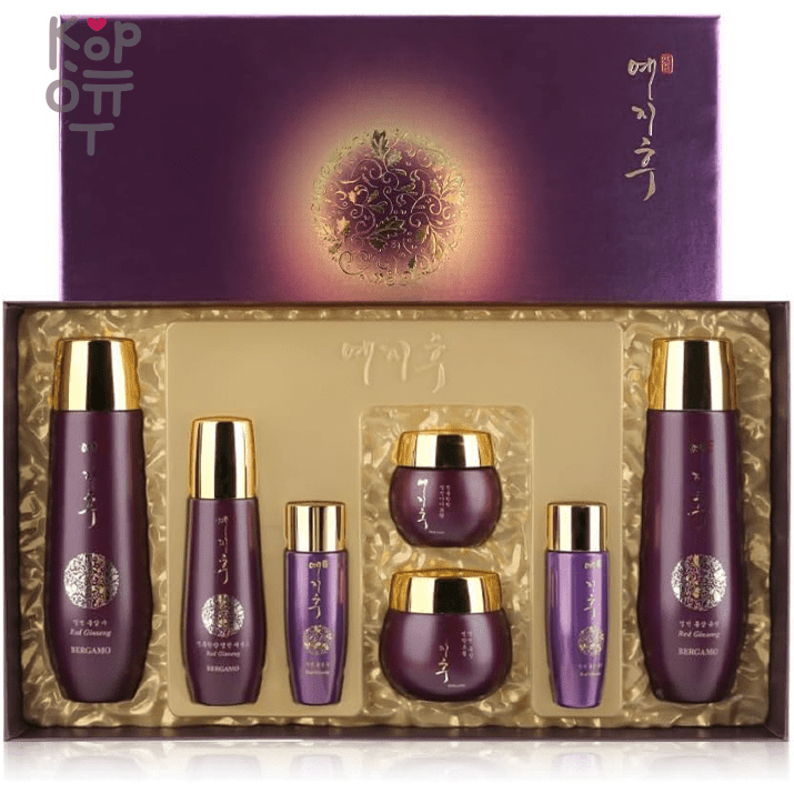 Bergamo Red Ginseng Skin Care 5 Set - Набор для лица с Женьшенем. Подарочные наборы Bergamo Red Ginseng Skin Care Set — уходовое средство для регулярного использования; в товаре выделяется: женьшень. В КорОпт можно подобрать свежие приходы азиатской косметики с хорошим остаточным сроком годности и собрать заявку по средствам регулярного ухода.