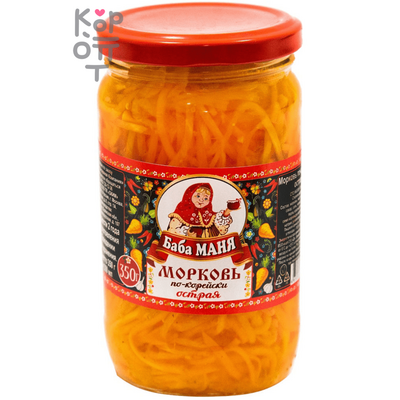 Баба Маня - Морковь по-корейски острая 350 г, Коробка 12 шт.