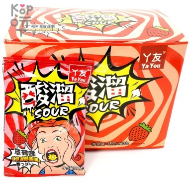 Кислая и освежающая карамель Ya You Sour Candy - со вкусом Клубники — Корейские товары для всей семьи(КорОпт)