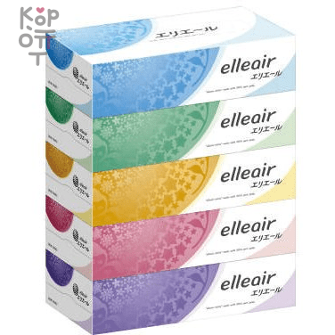 Daio Paper Elleair Facial Tissues  - Салфетки двухслойные 5уп.*180шт. в спайке