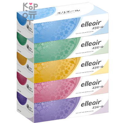 Daio Paper Elleair Facial Tissues  - Салфетки двухслойные 5уп.*180шт. в спайке