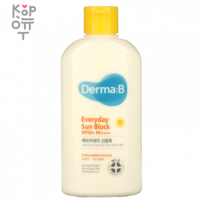 DERMA:B Everyday Sun Block SPF50+ PA++++ - Солнцезащитный лосьон для кожи лица и тела, 200 мл