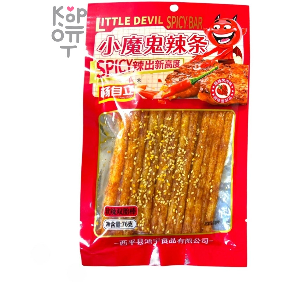Снэк Little Devil Spicy Bar - Исчадье Ада, закуска для маленького дьяволенка, мягкие двойные стрипсы, 76гр.