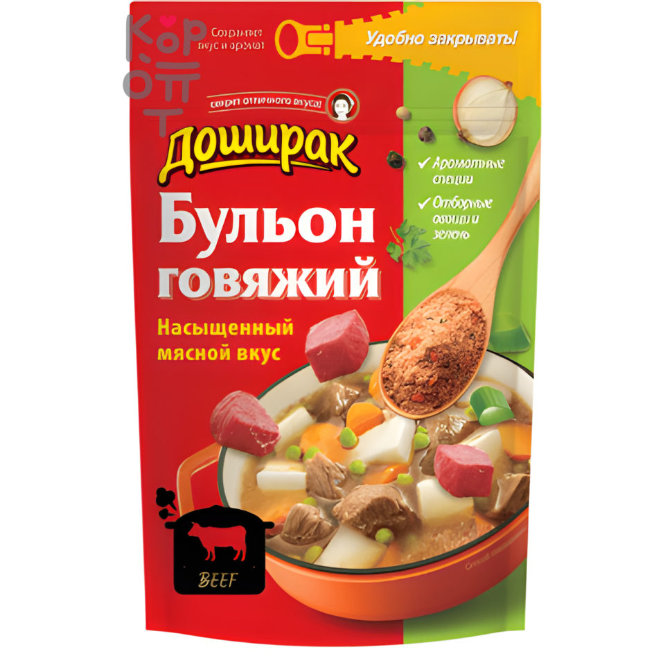 Доширак - Бульон быстрого приготовления со вкусом говядины 90гр., Коробка 48шт.
