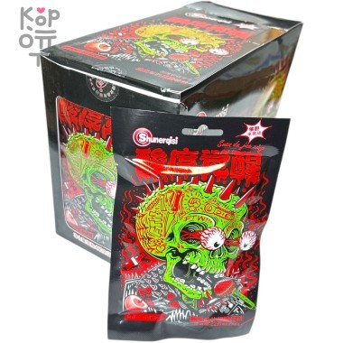 Кислая леденцовая карамель Shuner Candy - Жутко кислые конфеты Взрывной череп, со вкусом Клубники — Корейские товары для всей семьи(КорОпт)