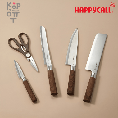 Набор HappyCall Woodique 5P из 5-х предметов ножницы и ножи &mdash; Корейские товары для всей семьи(КорОпт)