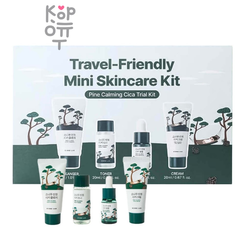 ROUND LAB Travel-Friendly Mini Skincare Kit Pine Calming - Набор миниатюр с экстрактом сосны 30 мл+20 мл+10 мл+20 мл