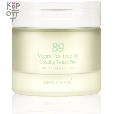 Dermashare Vegan Tea Tree 89 Cooling Toner Pad - Веганские тонизирующие пэды для лица с экстрактом Чайного Дерева 70шт./170мл. — Корейские товары для всей семьи(КорОпт)